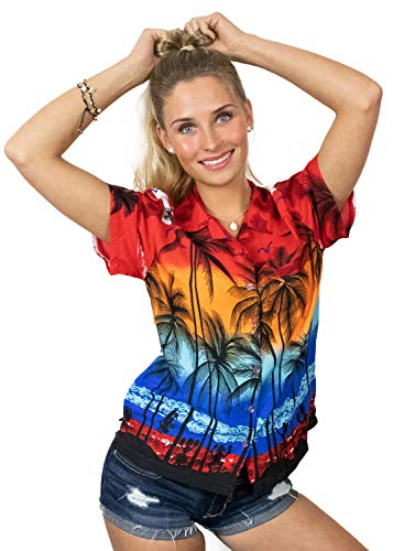 King Kameha Funky Hawaiibluse, Hawaiihemd, Kurzarm, Beach, Rot, L von King Kameha