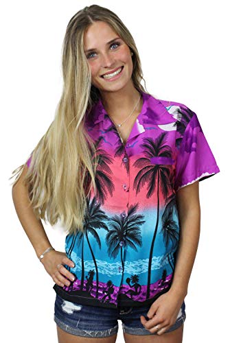 King Kameha Funky Hawaiibluse, Hawaiihemd, Kurzarm, Beach, Violett, S von King Kameha