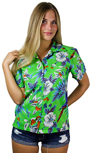 King Kameha Funky Hawaiibluse, Hawaiihemd, Kurzarm, Cherryparrot, Lemonengrün, M von King Kameha