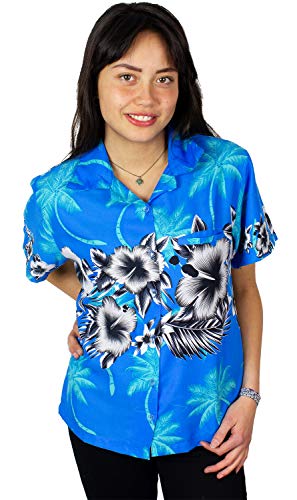 King Kameha Funky Hawaiibluse, Hawaiihemd, Kurzarm, Flower Chest, Türkis, M von King Kameha