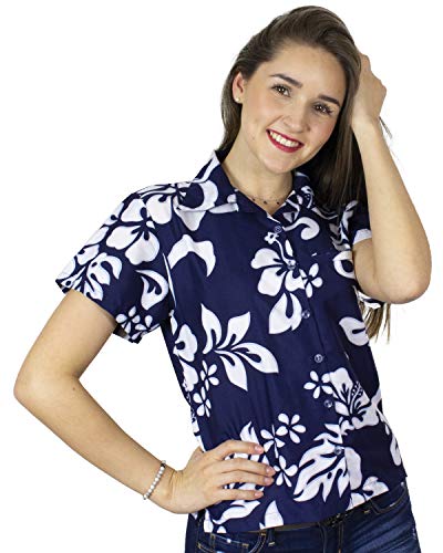 King Kameha Funky Hawaiibluse, Hawaiihemd, Kurzarm, Hibiscus, Navyblau, M von King Kameha