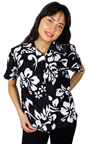 King Kameha Funky Hawaiibluse, Hawaiihemd, Kurzarm, Hibiscus, Schwarz, M von King Kameha