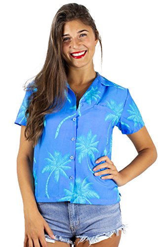 King Kameha Funky Hawaiibluse, Hawaiihemd, Kurzarm, Palmshadow, Türkis, M von King Kameha