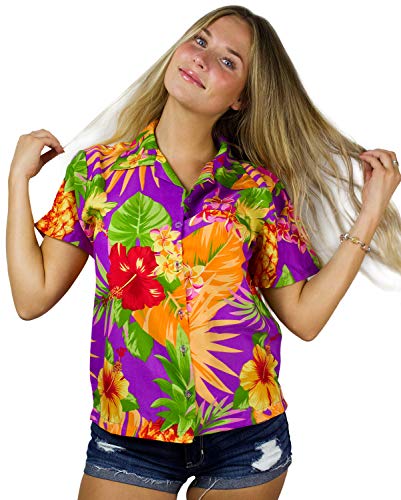 King Kameha Funky Hawaiibluse, Hawaiihemd, Kurzarm, Pineapple, Violett, 3XL von King Kameha