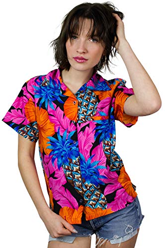 King Kameha Funky Hawaiibluse, Hawaiihemd, Kurzarm, Pineapple Hibiscus, Schwarz Pink, L von King Kameha