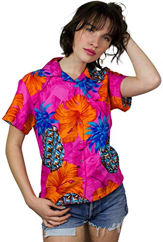 King Kameha Funky Hawaiibluse, Hawaiihemd, Kurzarm, Pineapple Hibiscus, Shadow Pink, M von King Kameha