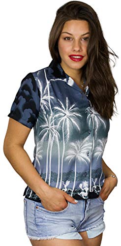 King Kameha Funky Hawaiibluse, Hawaiihemd, Kurzarm, Print Beach, Negativ Schwarz, M von King Kameha