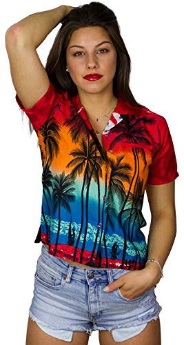 King Kameha Funky Hawaiibluse, Hawaiihemd, Kurzarm, Print Beach, Rot, M von King Kameha