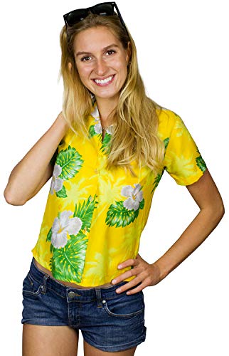 King Kameha Funky Hawaiibluse, Hawaiihemd, Kurzarm, Print Small Flower, Gelb, S von King Kameha