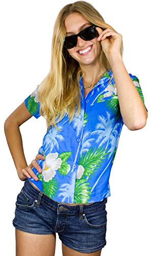 King Kameha Funky Hawaiibluse, Hawaiihemd, Kurzarm, Print Small Flower, Hellblau, L von King Kameha