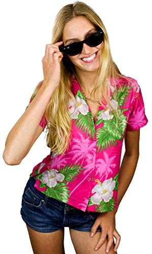 King Kameha Funky Hawaiibluse, Hawaiihemd, Kurzarm, Print Small Flower, Pink, S von King Kameha