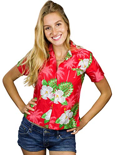 King Kameha Funky Hawaiibluse, Hawaiihemd, Kurzarm, Print Small Flower, Rot, 4XL von King Kameha