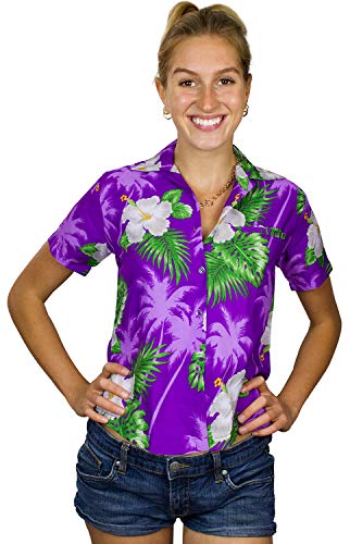 King Kameha Funky Hawaiibluse, Hawaiihemd, Kurzarm, Print Small Flower, Violett, L von King Kameha