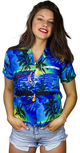 King Kameha Funky Hawaiibluse, Hawaiihemd, Kurzarm, Print Surf, Blau, L von King Kameha