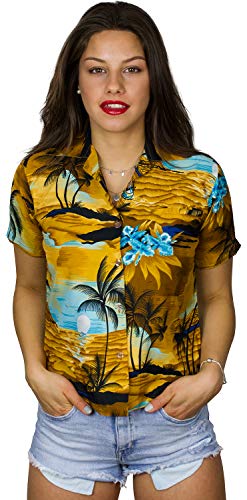 King Kameha Funky Hawaiibluse, Hawaiihemd, Kurzarm, Print Surf, Braun, M von King Kameha