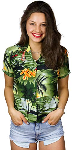 King Kameha Funky Hawaiibluse, Hawaiihemd, Kurzarm, Print Surf, Dunkelgrün, M von King Kameha