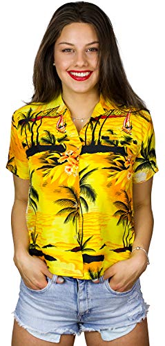 King Kameha Funky Hawaiibluse, Hawaiihemd, Kurzarm, Print Surf, Gelb, 3XL von King Kameha