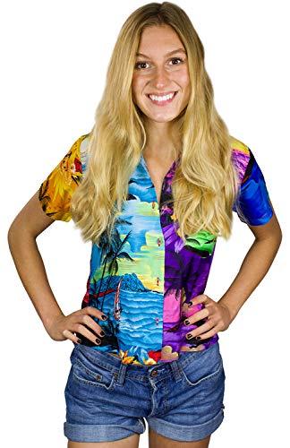 King Kameha Funky Hawaiibluse, Hawaiihemd, Kurzarm, Print Surf, Mix, 3XL von King Kameha