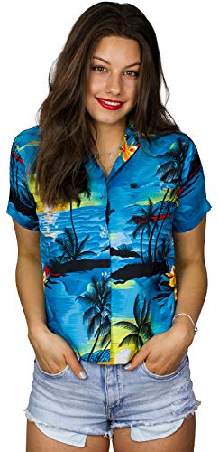 King Kameha Funky Hawaiibluse, Hawaiihemd, Kurzarm, Print Surf, Türkis, L von King Kameha