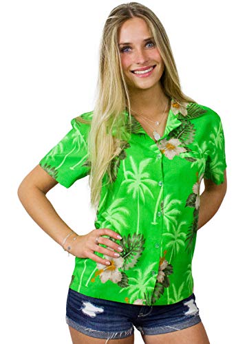 King Kameha Funky Hawaiibluse, Hawaiihemd, Kurzarm, Small Flower, Grün, S von King Kameha