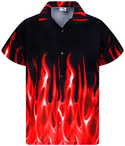King Kameha Funky Hawaiihemd, Flammenhemd, Flammenshirt, Herren, Kurzarm, Flames, Rot, 6XL von King Kameha
