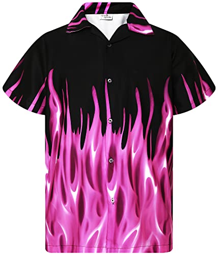 King Kameha Funky Hawaiihemd, Flammenhemd, Flammenshirt, Herren, Kurzarm, Flames, Violett, 5XL von King Kameha