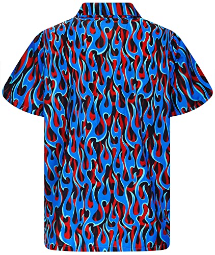 King Kameha Funky Hawaiihemd, Flammenhemd, Flammenshirt, Herren, Kurzarm, Flames Allover, Blau, 3XL von King Kameha