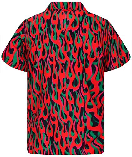 King Kameha Funky Hawaiihemd, Flammenhemd, Flammenshirt, Herren, Kurzarm, Flames Allover, Rot, XXL von King Kameha