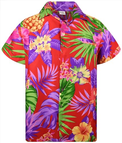 King Kameha Funky Hawaiihemd, Herren, Kurzarm, Ananas, Rot, XL von King Kameha