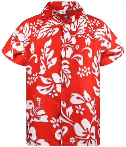 King Kameha Funky Hawaiihemd, Herren, Kurzarm, Hibiscus, Ferrarirot, M von King Kameha