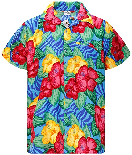 King Kameha Funky Hawaiihemd, Herren, Kurzarm, Wild Flowers, Türkis, XL von King Kameha