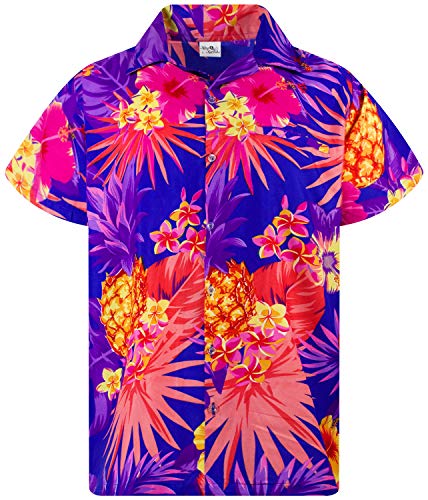 Funky Hawaiian Shirt Shortsleeve Pineapple Dark Blue XS von King Kameha