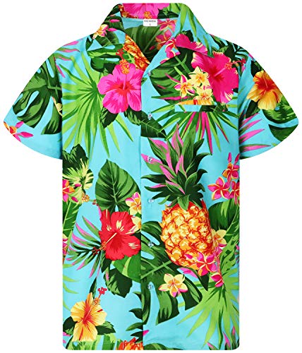 King Kameha Funky Hawaiihemd, Kurzarm, Ananas, Türkis, M von King Kameha