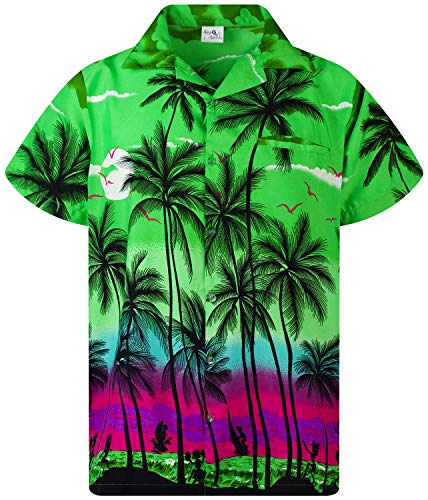 King Kameha Funky Hawaiihemd, Kurzarm, Beach New, Grün, 5XL von King Kameha