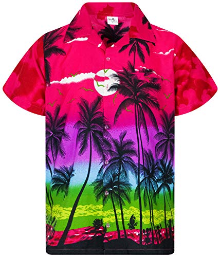 King Kameha Funky Hawaiihemd, Kurzarm, Beach New, Pink, XXL von King Kameha