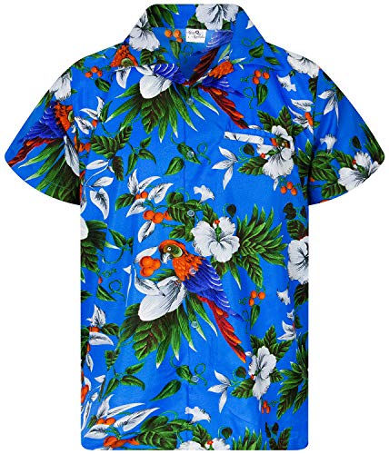 King Kameha Funky Hawaiihemd, Kurzarm, Cherryparrot New, Blau, L von King Kameha