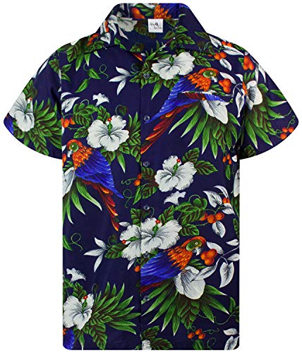 King Kameha Funky Hawaiihemd, Kurzarm, Cherryparrot New, Dunkelblau, L von King Kameha