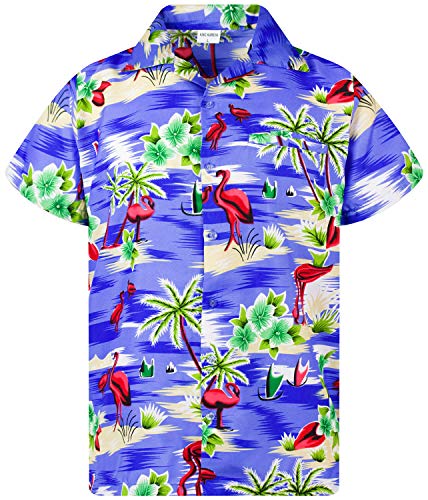 King Kameha Funky Hawaiihemd, Kurzarm, Flamingos, Hellblau, M von King Kameha