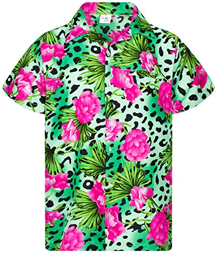 King Kameha Funky Hawaiihemd, Kurzarm, Leopard Flowers, Grün, XL von King Kameha