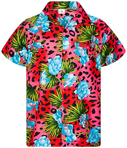 King Kameha Funky Hawaiihemd, Kurzarm, Leopard Flowers, Rot, M von King Kameha