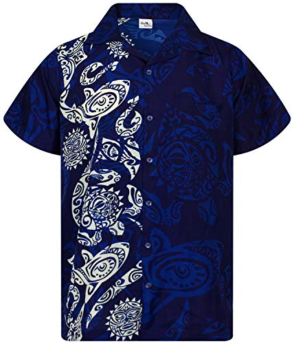 King Kameha Funky Hawaiihemd, Kurzarm, Maori Wedding New, Navyblau, 3XL von King Kameha