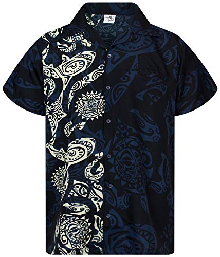 King Kameha Funky Hawaiihemd, Kurzarm, Maori Wedding New, Schwarz, 3XL von King Kameha