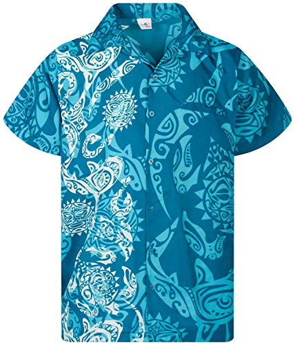 King Kameha Funky Hawaiihemd, Kurzarm, Maori Wedding New, Türkis, 3XL von King Kameha