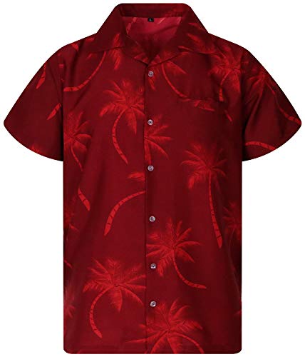 King Kameha Funky Hawaiihemd, Kurzarm, Palmshadow New, Rot, 3XL von King Kameha