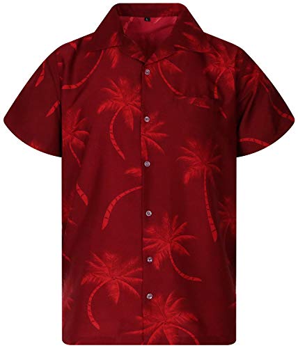 King Kameha Funky Hawaiihemd, Kurzarm, Palmshadow New, Rot, 5XL von King Kameha