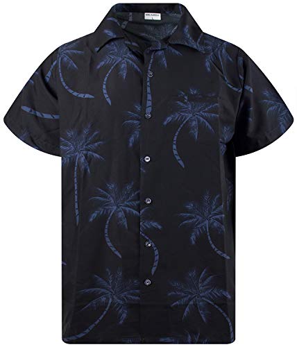 King Kameha Funky Hawaiihemd, Kurzarm, Palmshadow New, Schwarz, 3XL von King Kameha