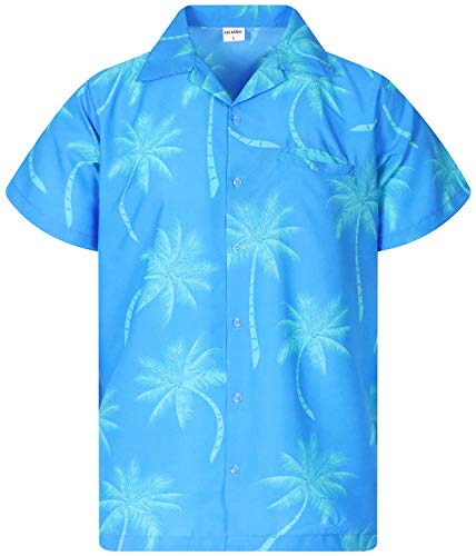 King Kameha Funky Hawaiihemd, Kurzarm, Palmshadow New, Türkis, 6XL von King Kameha