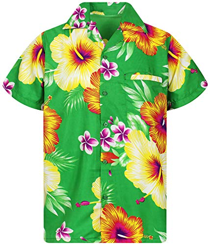 King Kameha Funky Hawaiihemd, Kurzarm, Paradise Flowers, Grün, L von King Kameha