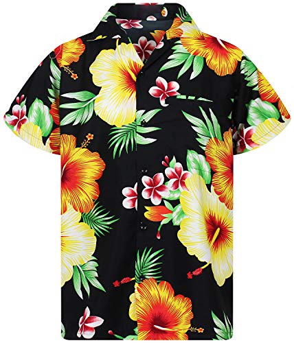 King Kameha Funky Hawaiihemd, Kurzarm, Paradise Flowers, Schwarz, 6XL von King Kameha