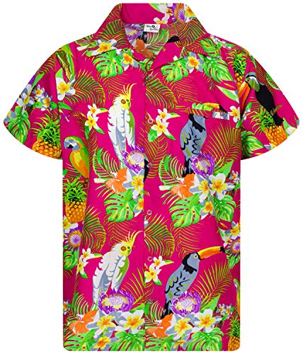 King Kameha Funky Hawaiihemd, Kurzarm, Parrot Cockatoo, Pink, 3XL von King Kameha